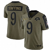 Nike Los Angeles Rams 9 Matthew Stafford 2021 Olive Salute To Service Limited Jersey Dyin,baseball caps,new era cap wholesale,wholesale hats